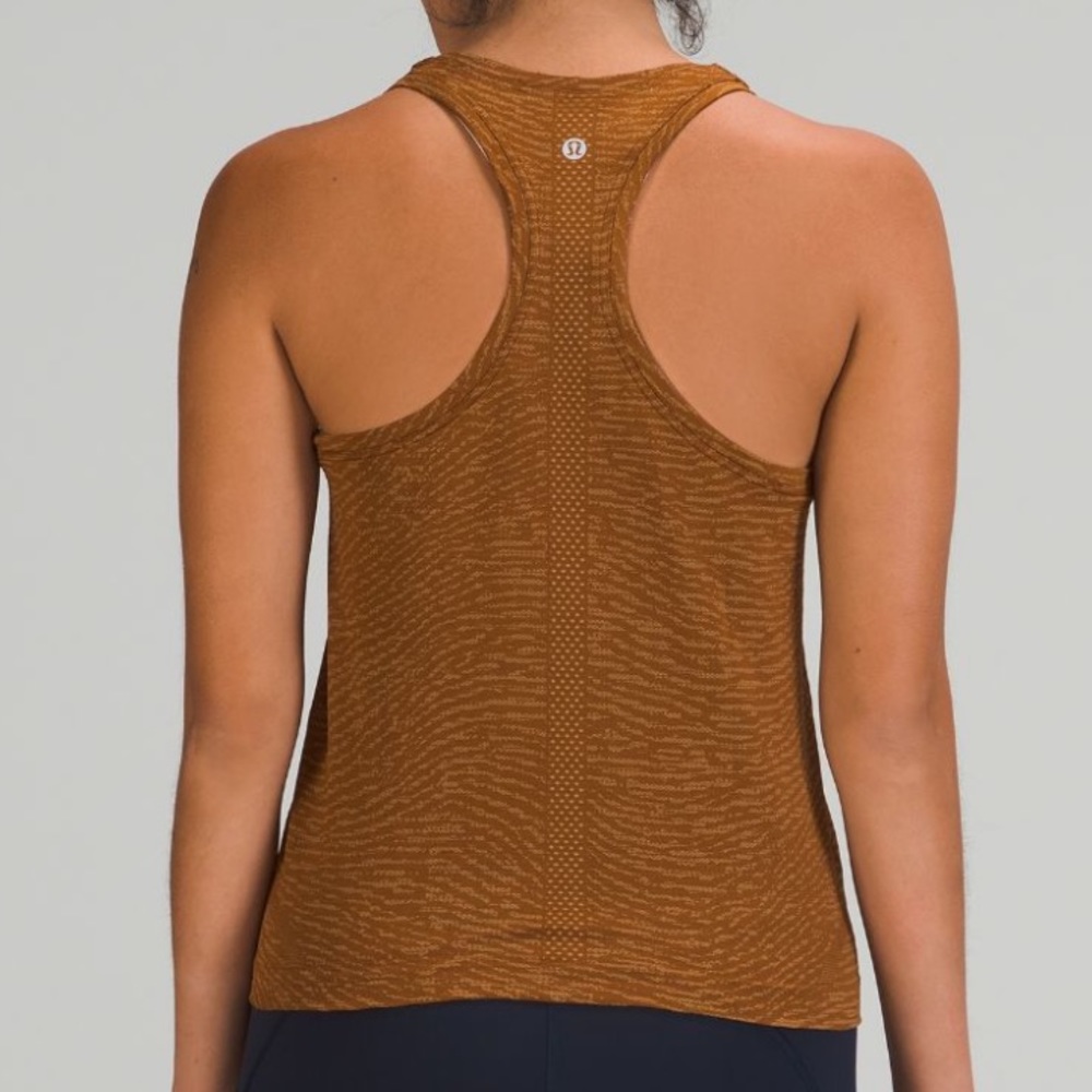 Lululemon swiftly race length size 6 copper brown print